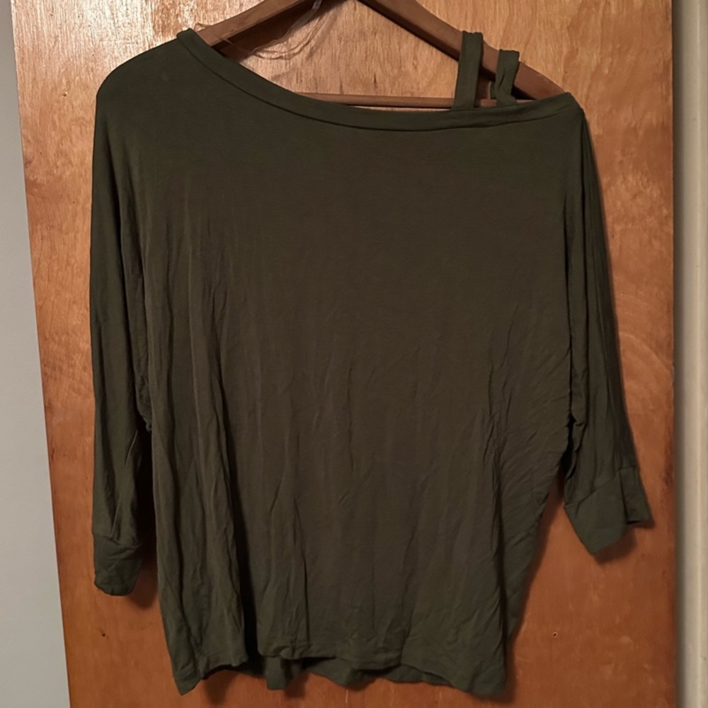 Aero Olive Green Open Shoulder Top S
